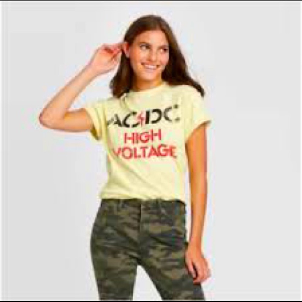 AC/DC high voltage yellow vintage tee